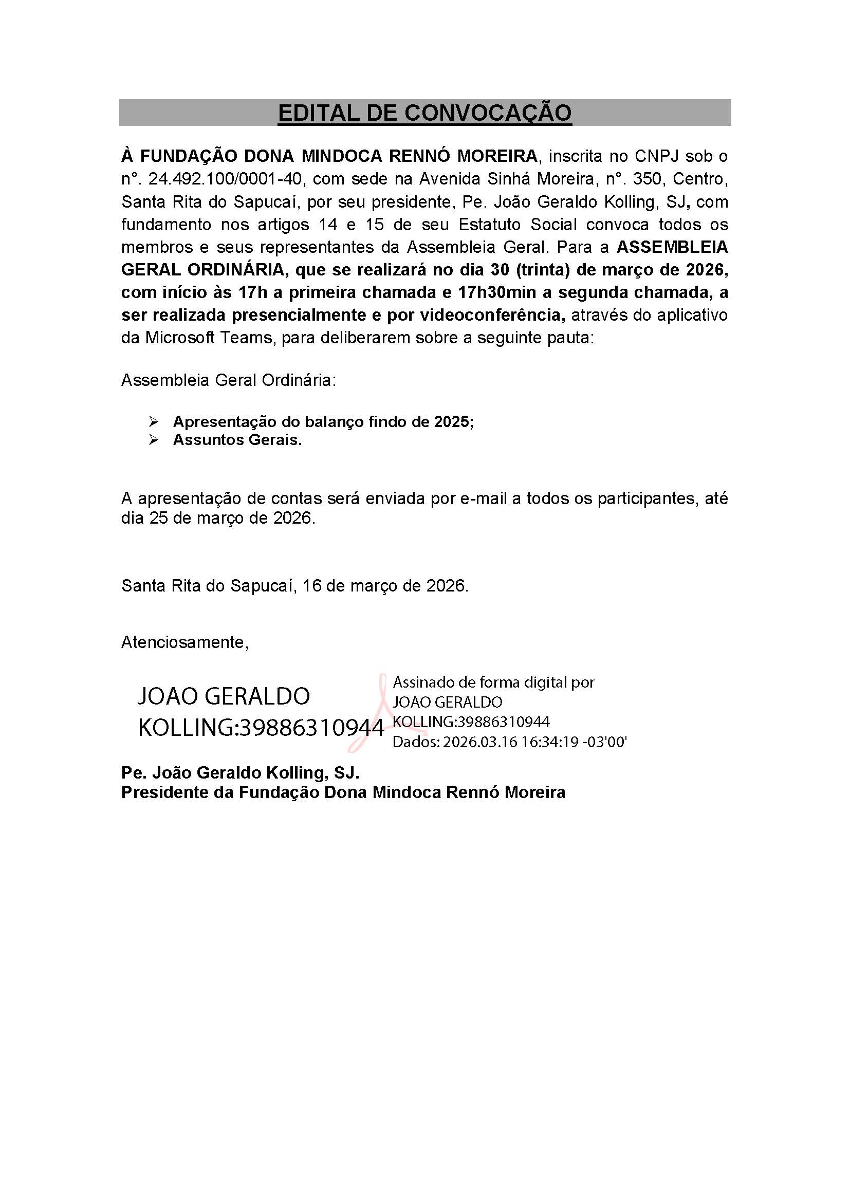 Edital Funda&ccedil;&atilde;o